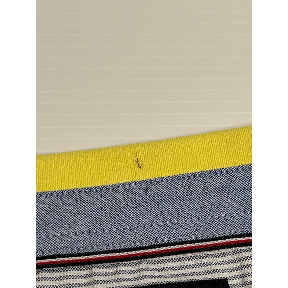 Tommy Hilfiger Men's Bar Stripe Logo Polo Shirt Yellow White Red Size XL READ - Picture 5 of 8